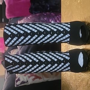 Black and white checkered open toe booties